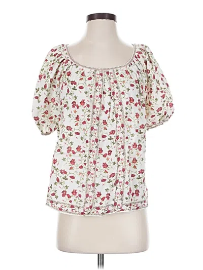 Pre-owned Max Studio Short Sleeve Blouse In Ivory
