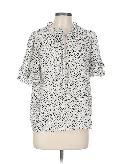 Pre-owned Max Studio Short Sleeve Blouse In Ivory