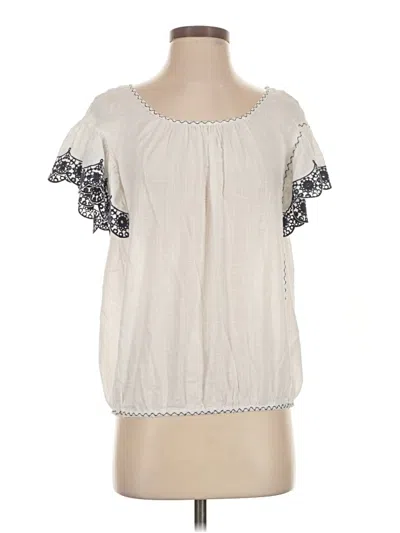 Pre-owned Max Studio Short Sleeve Blouse In Ivory