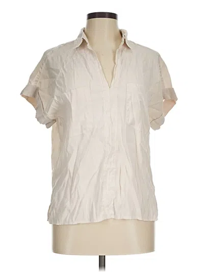 Pre-owned Max Studio Short Sleeve Blouse In Ivory