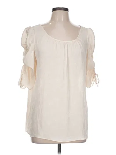 Pre-owned Max Studio Short Sleeve Blouse In Ivory