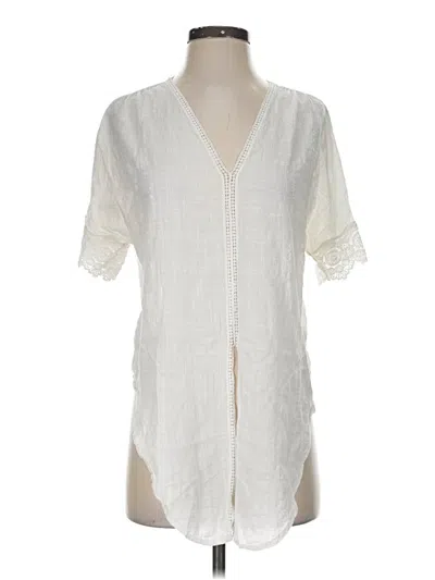 Pre-owned Max Studio Short Sleeve Blouse In Ivory