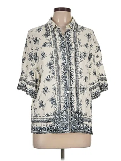 Pre-owned Max Studio Short Sleeve Blouse In Ivory