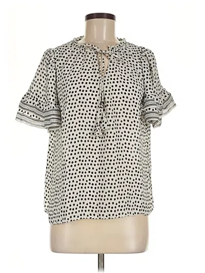 Pre-owned Max Studio Short Sleeve Blouse In Ivory