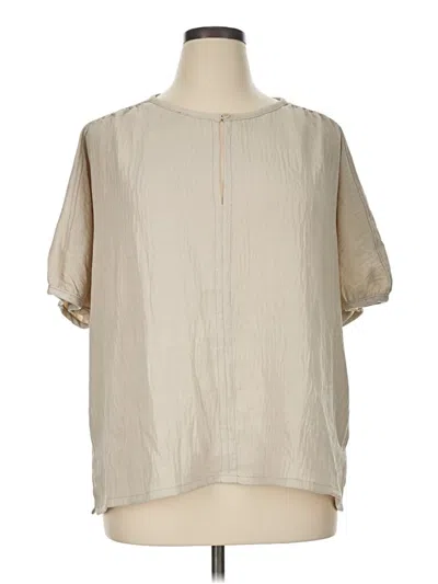 Pre-owned Max Studio Short Sleeve Blouse In Ivory