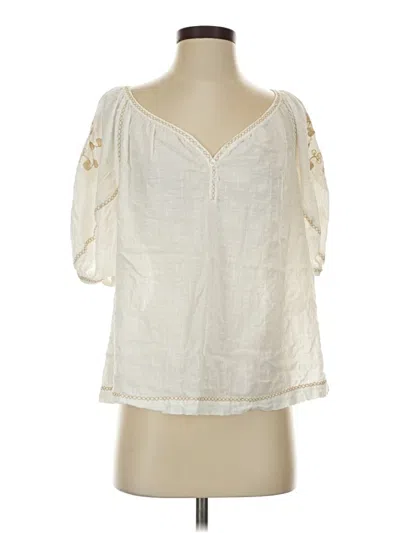 Pre-owned Max Studio Short Sleeve Blouse In Ivory