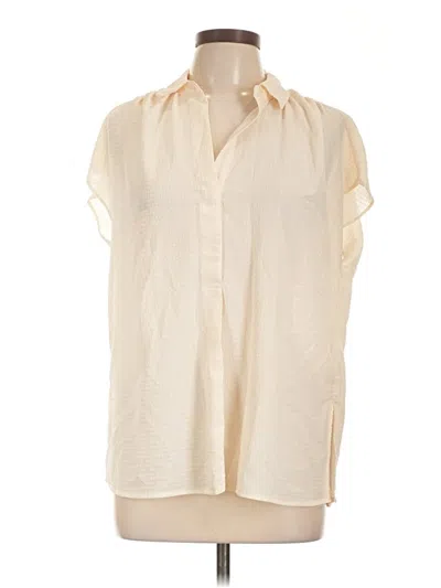 Pre-owned Max Studio Short Sleeve Blouse In Ivory