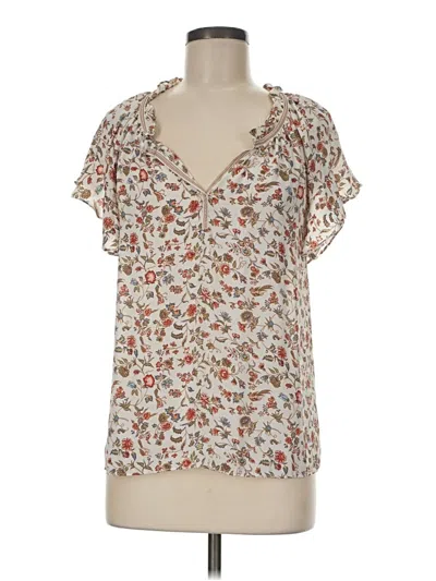Pre-owned Max Studio Short Sleeve Blouse In Ivory