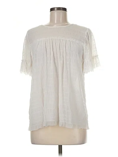 Pre-owned Max Studio Short Sleeve Blouse In Ivory