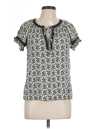 Pre-owned Max Studio Short Sleeve Blouse In Ivory