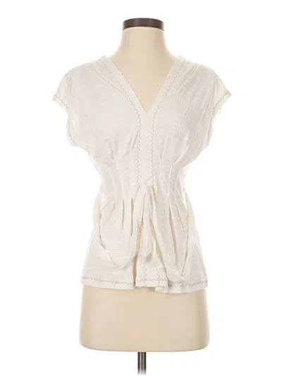 Pre-owned Max Studio Short Sleeve Blouse In Ivory