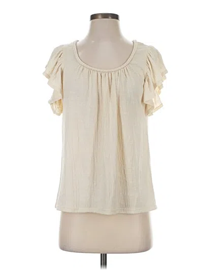 Pre-owned Max Studio Short Sleeve Blouse In Ivory