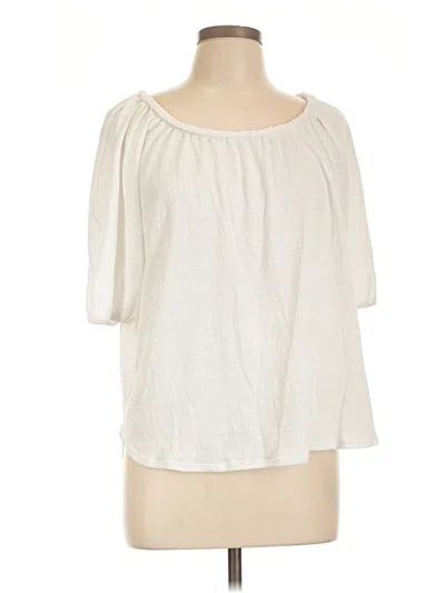 Pre-owned Max Studio Short Sleeve Blouse In Ivory
