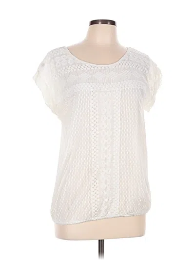 Pre-owned Max Studio Short Sleeve Blouse In Ivory
