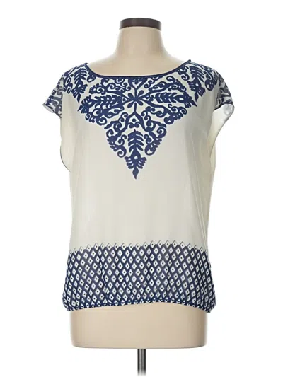 Pre-owned Max Studio Short Sleeve Blouse In Ivory