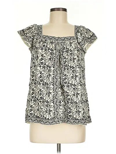Pre-owned Max Studio Short Sleeve Blouse In Ivory