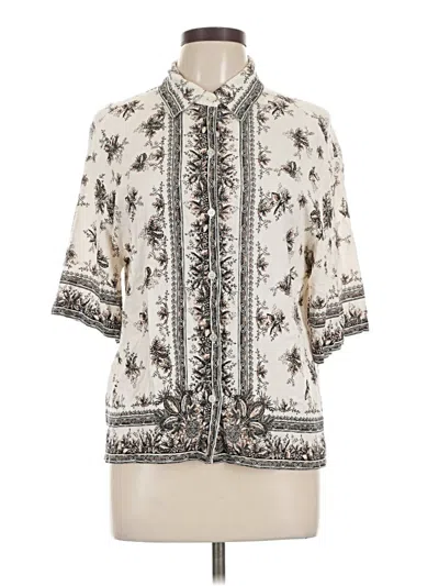 Pre-owned Max Studio Short Sleeve Blouse In Ivory