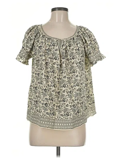 Pre-owned Max Studio Short Sleeve Blouse In Ivory