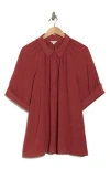 Max Studio Short Sleeve Blouse In Marsala
