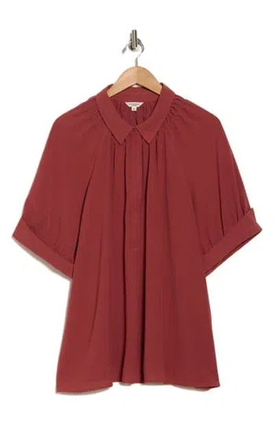 Max Studio Short Sleeve Blouse In Marsala