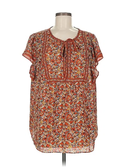 Pre-owned Max Studio Short Sleeve Blouse In Orange