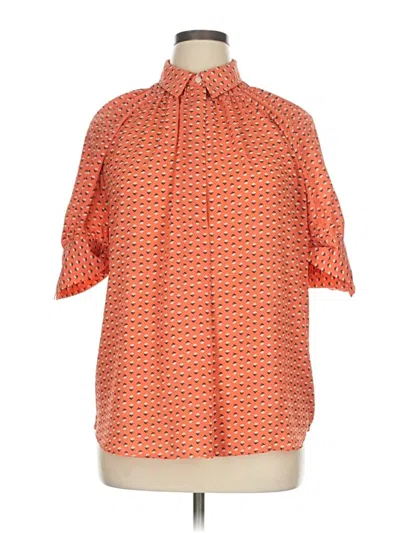 Pre-owned Max Studio Short Sleeve Blouse In Orange
