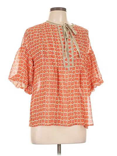 Pre-owned Max Studio Short Sleeve Blouse In Orange