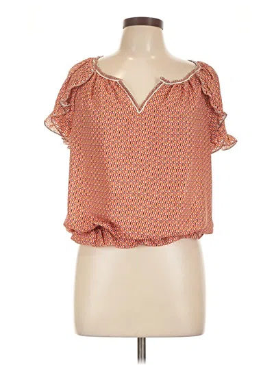 Pre-owned Max Studio Short Sleeve Blouse In Orange