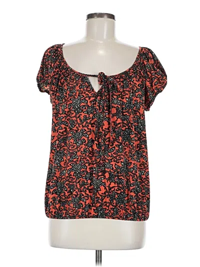 Pre-owned Max Studio Short Sleeve Blouse In Orange