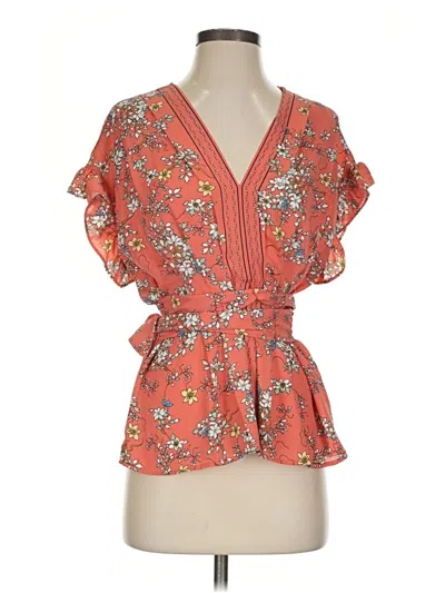 Pre-owned Max Studio Short Sleeve Blouse In Orange