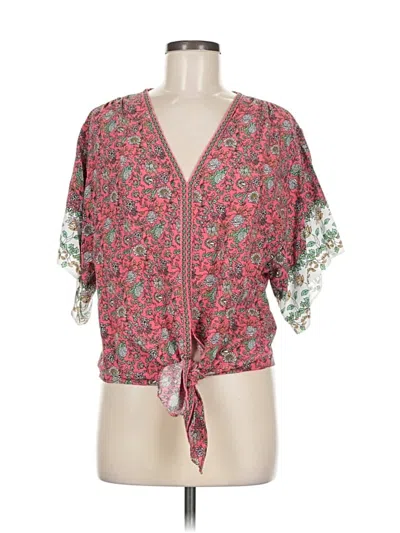 Pre-owned Max Studio Short Sleeve Blouse In Pink