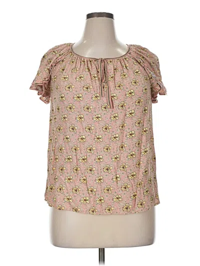 Pre-owned Max Studio Short Sleeve Blouse In Pink