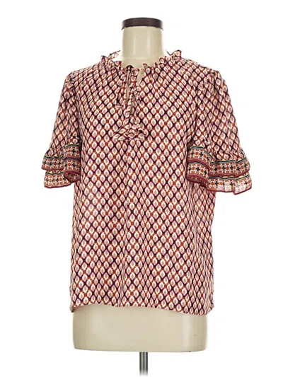 Pre-owned Max Studio Short Sleeve Blouse In Pink