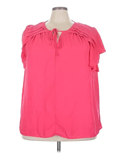 Pre-owned Max Studio Short Sleeve Blouse In Pink