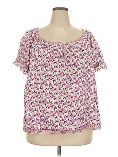 Pre-owned Max Studio Short Sleeve Blouse In Pink