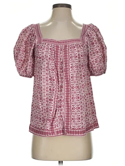 Pre-owned Max Studio Short Sleeve Blouse In Pink