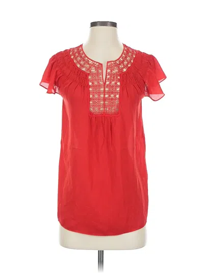 Pre-owned Max Studio Short Sleeve Blouse In Red