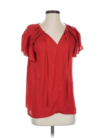 Pre-owned Max Studio Short Sleeve Blouse In Red