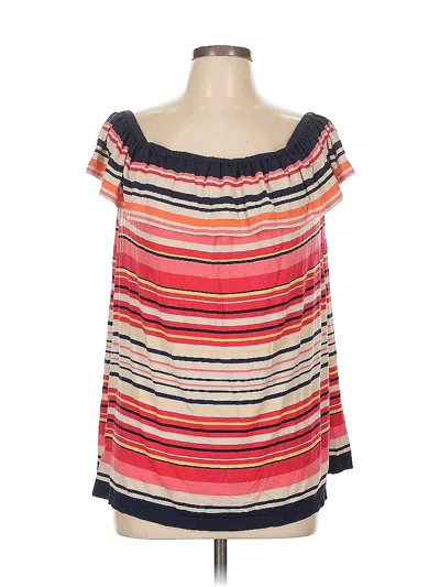 Pre-owned Max Studio Short Sleeve Blouse In Red