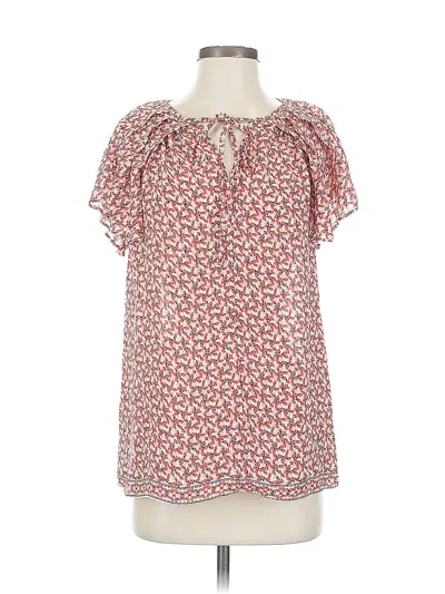 Pre-owned Max Studio Short Sleeve Blouse In Red