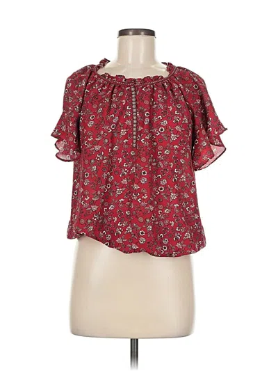 Pre-owned Max Studio Short Sleeve Blouse In Red