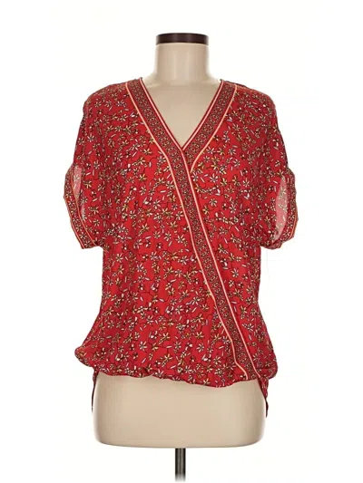 Pre-owned Max Studio Short Sleeve Blouse In Red