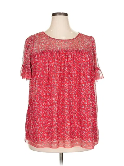 Pre-owned Max Studio Short Sleeve Blouse In Red