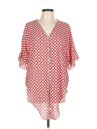 Pre-owned Max Studio Short Sleeve Blouse In Red