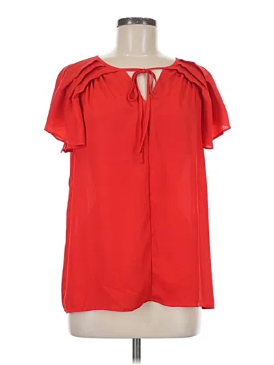 Pre-owned Max Studio Short Sleeve Blouse In Red