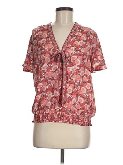 Pre-owned Max Studio Short Sleeve Blouse In Red