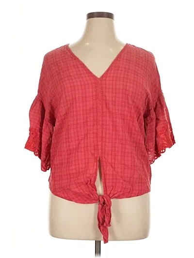 Pre-owned Max Studio Short Sleeve Blouse In Red