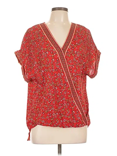 Pre-owned Max Studio Short Sleeve Blouse In Red