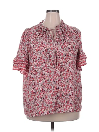 Pre-owned Max Studio Short Sleeve Blouse In Red