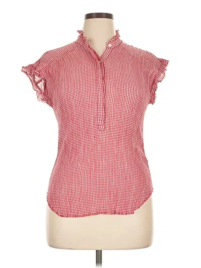Pre-owned Max Studio Short Sleeve Blouse In Red